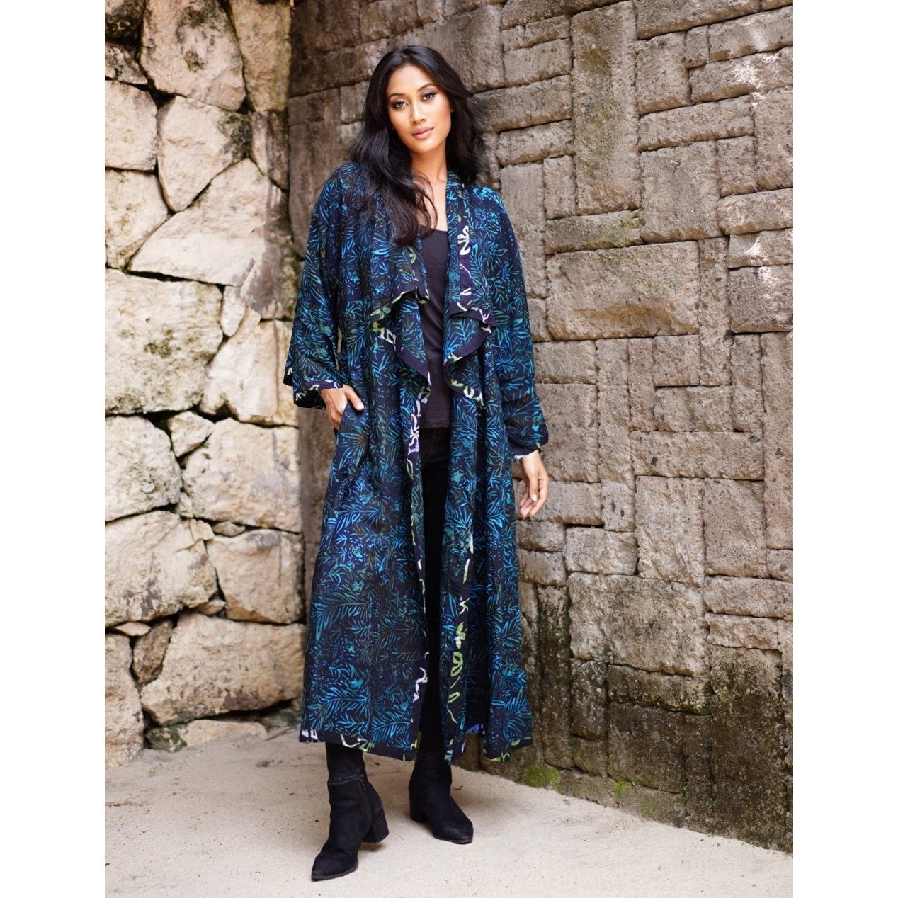 Yvonne Boho Jacket Duster Long Sleeve Cascade Bali Batik - The Bohemian Closet