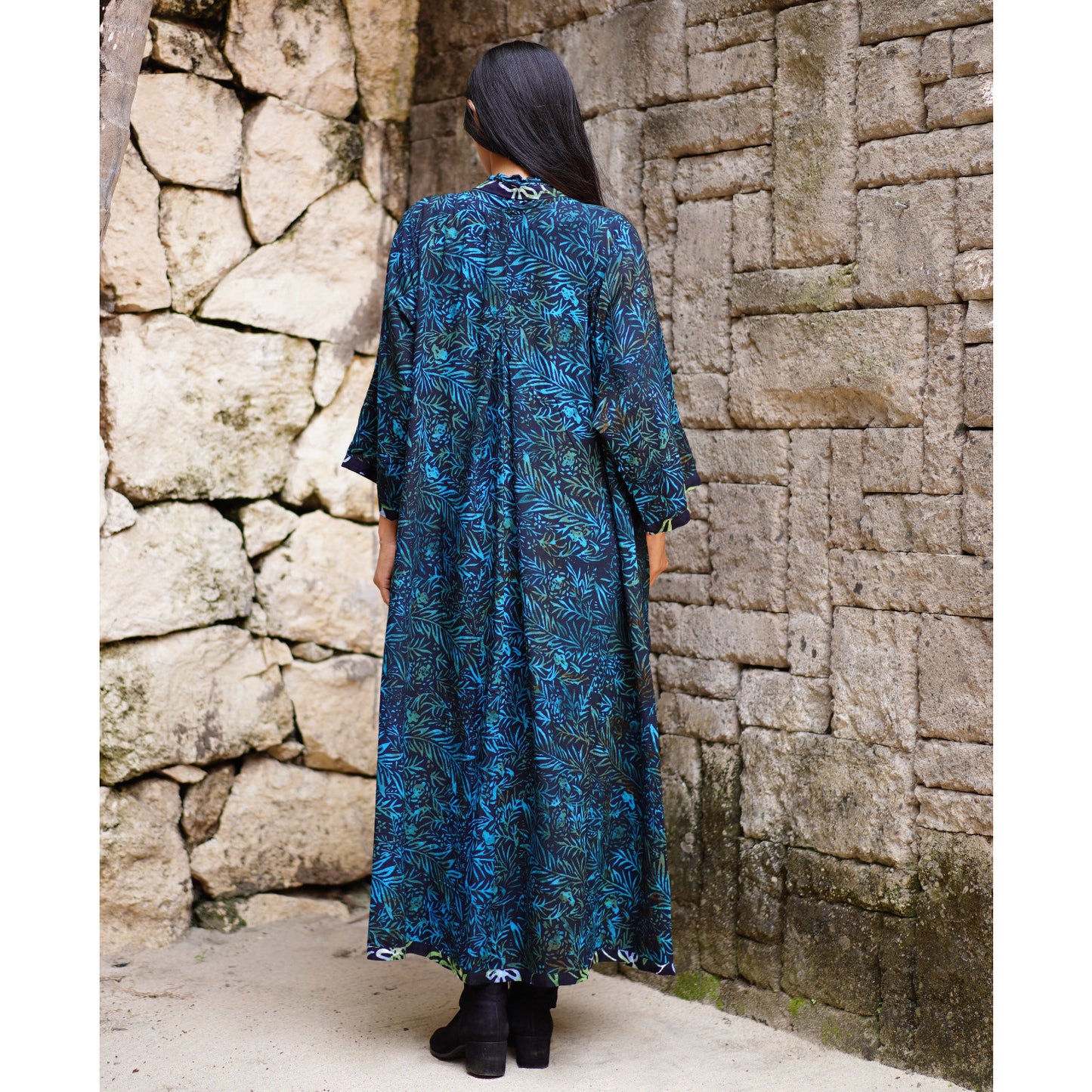 Yvonne Boho Jacket Duster Long Sleeve Cascade Bali Batik - The Bohemian Closet