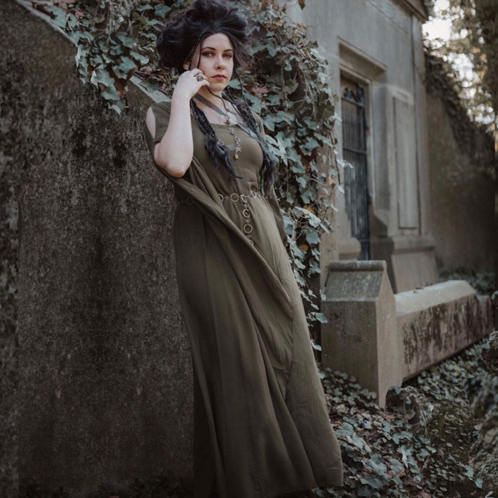 Carrie Bohemian Maxi Dress Cottagegoth Renaissance Flowing Sleeve - The Bohemian Closet