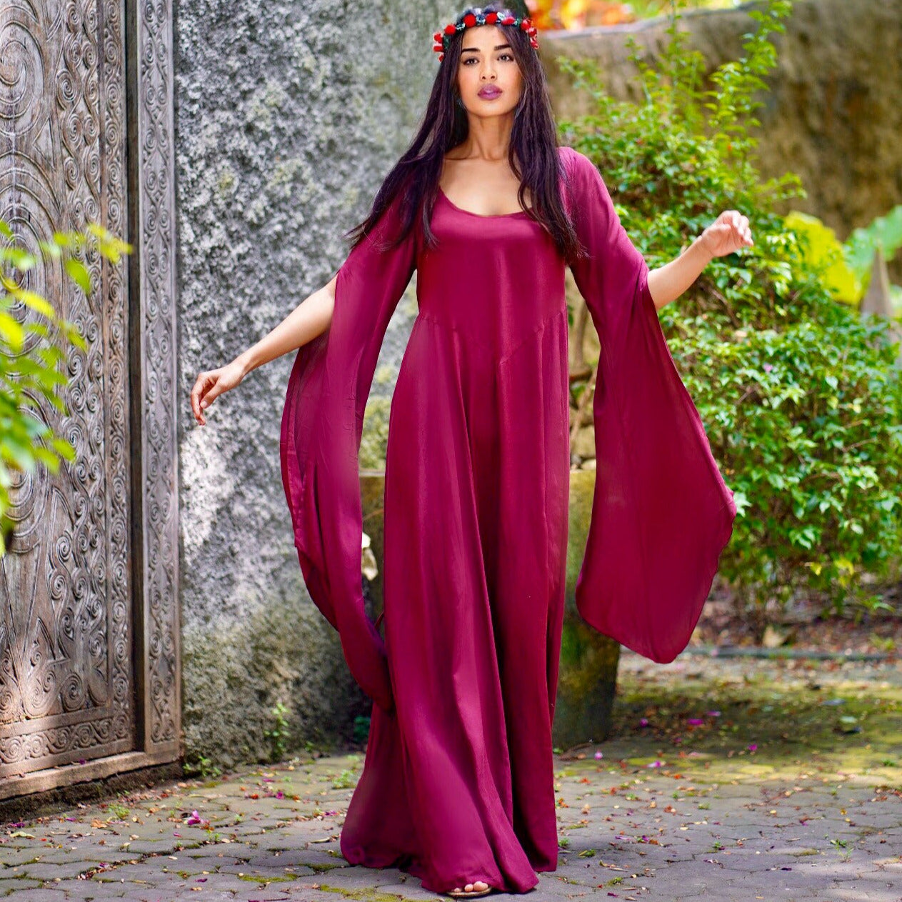 Carrie Bohemian Maxi Dress Cottagegoth Renaissance Flowing Sleeve - The Bohemian Closet