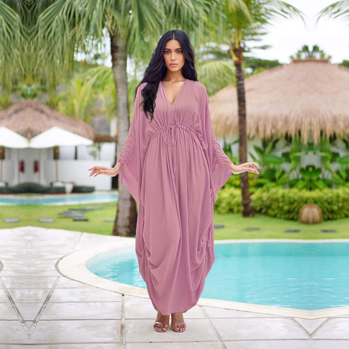 Tanisha Fantasy Dress Cosplay Gypsy Boho Gown Drawstring Ruched Detail Bell Sleeve - The Bohemian Closet