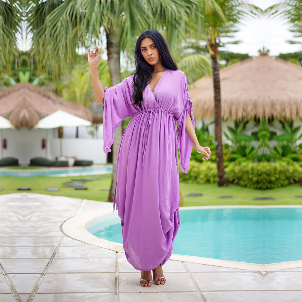 Tanisha Fantasy Dress Cosplay Gypsy Boho Gown Drawstring Ruched Detail Bell Sleeve - The Bohemian Closet