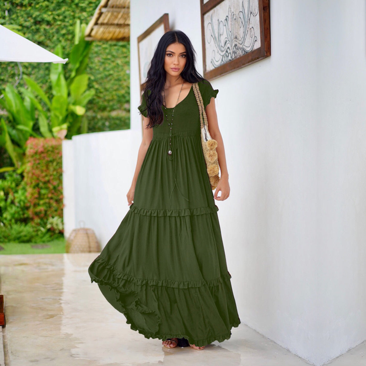 Roma Cottagecore Gypsy Tiered Sexy Maxi Dress - The Bohemian Closet