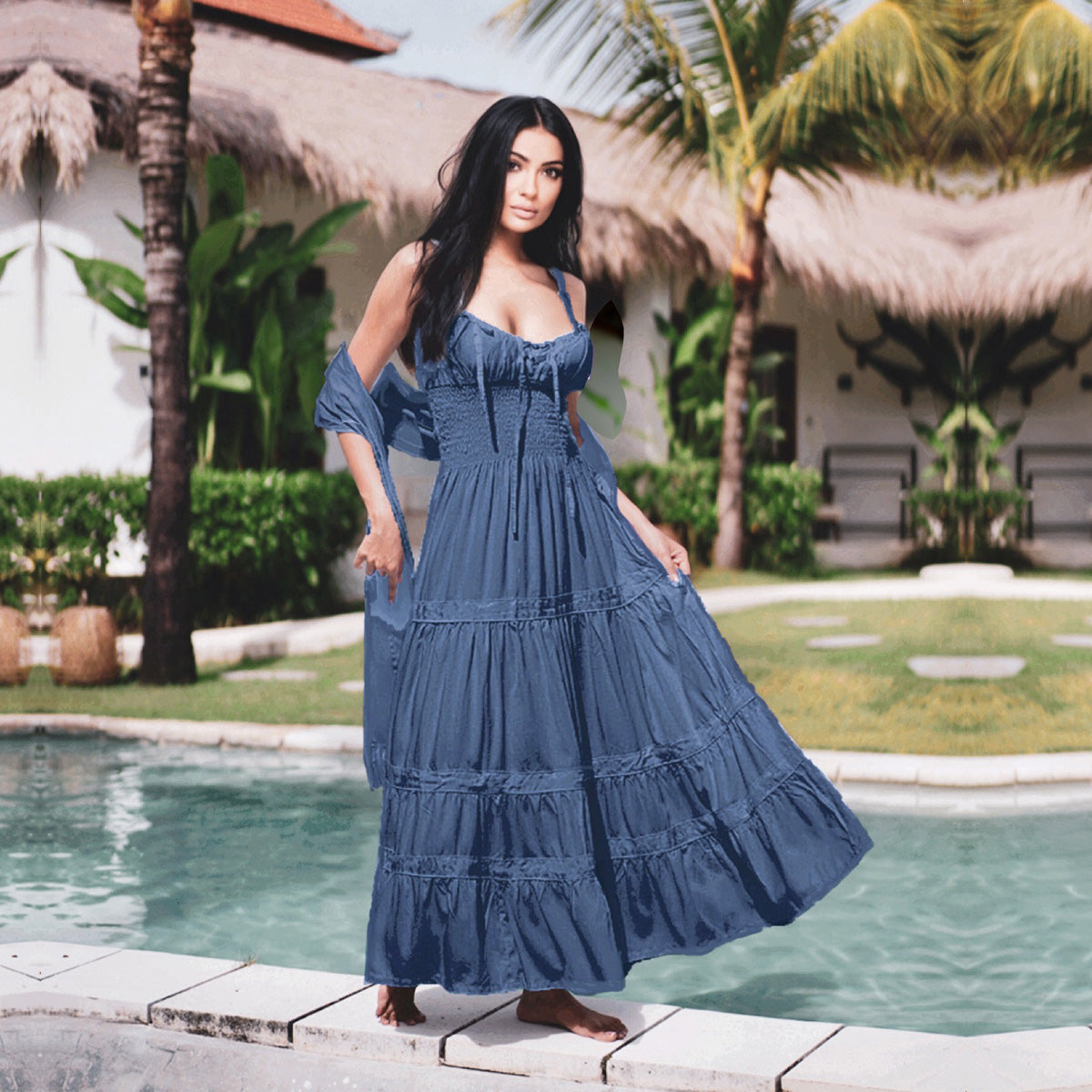 Ryder Bohemian Sleeveless Dress with Shawl Scarf - The Bohemian Closet