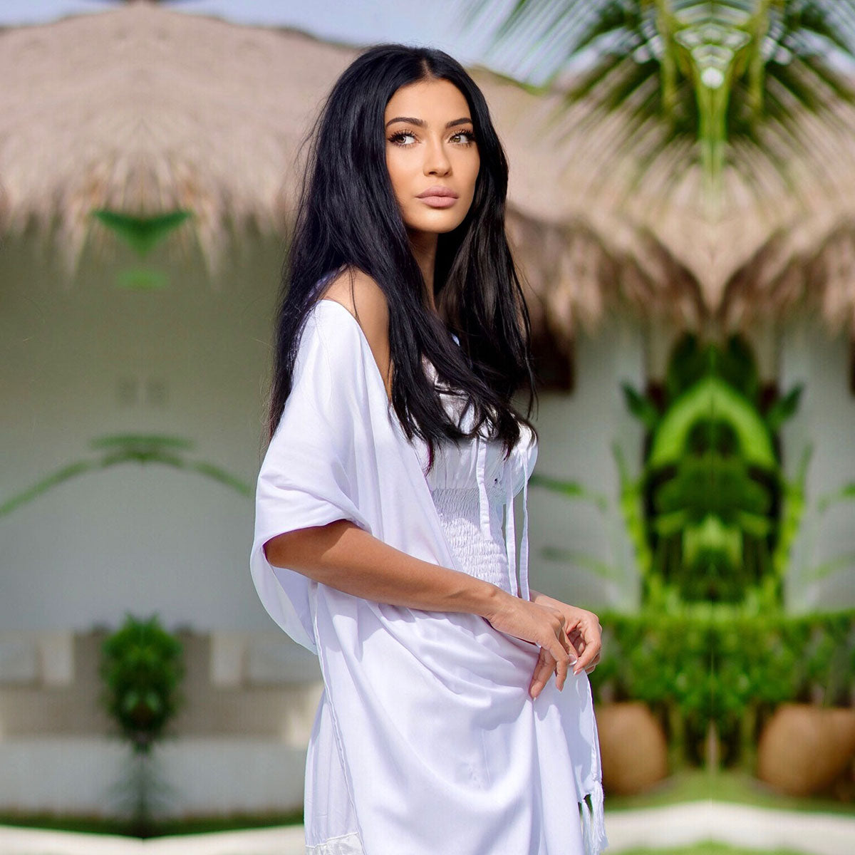 Lina Corset Dress Bohemian Cottagecore White Dress With Scarf Shawl Wrap - The Bohemian Closet