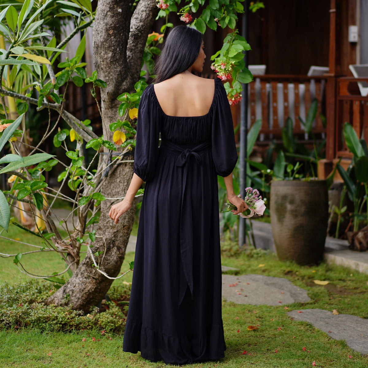 Itzayana Cottagecore Puffy 3/4 sleeve Bohemian Maxi Dress - The Bohemian Closet