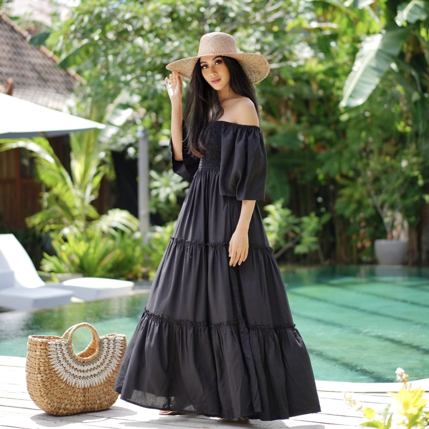 Jaylee Smocked Bodice Boho Maxi Dress - The Bohemian Closet