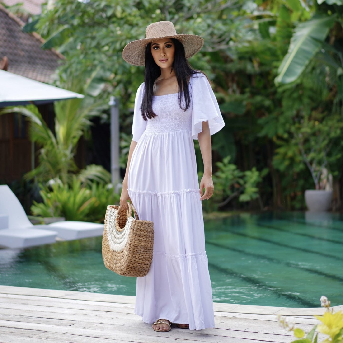 Jaylee Smocked Bodice Boho Maxi Dress - The Bohemian Closet