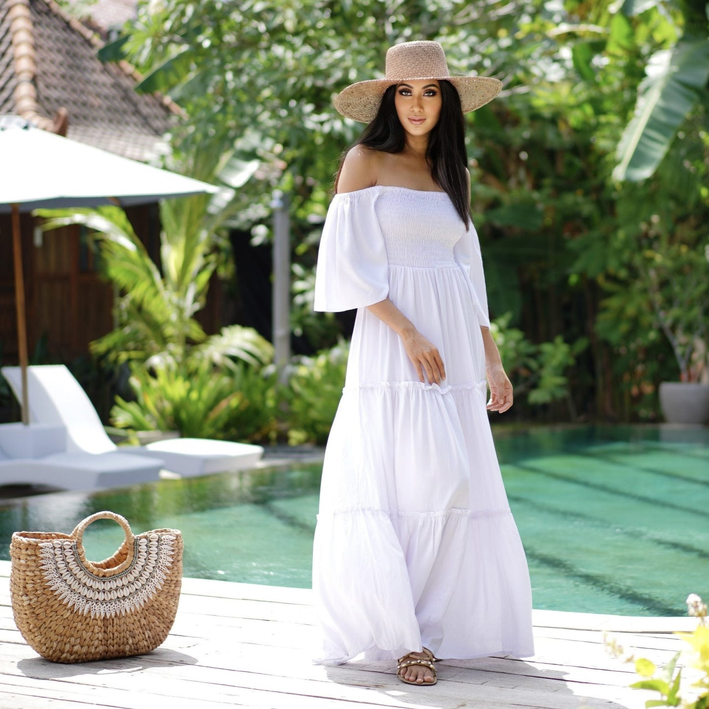 Jaylee Smocked Bodice Boho Maxi Dress - The Bohemian Closet
