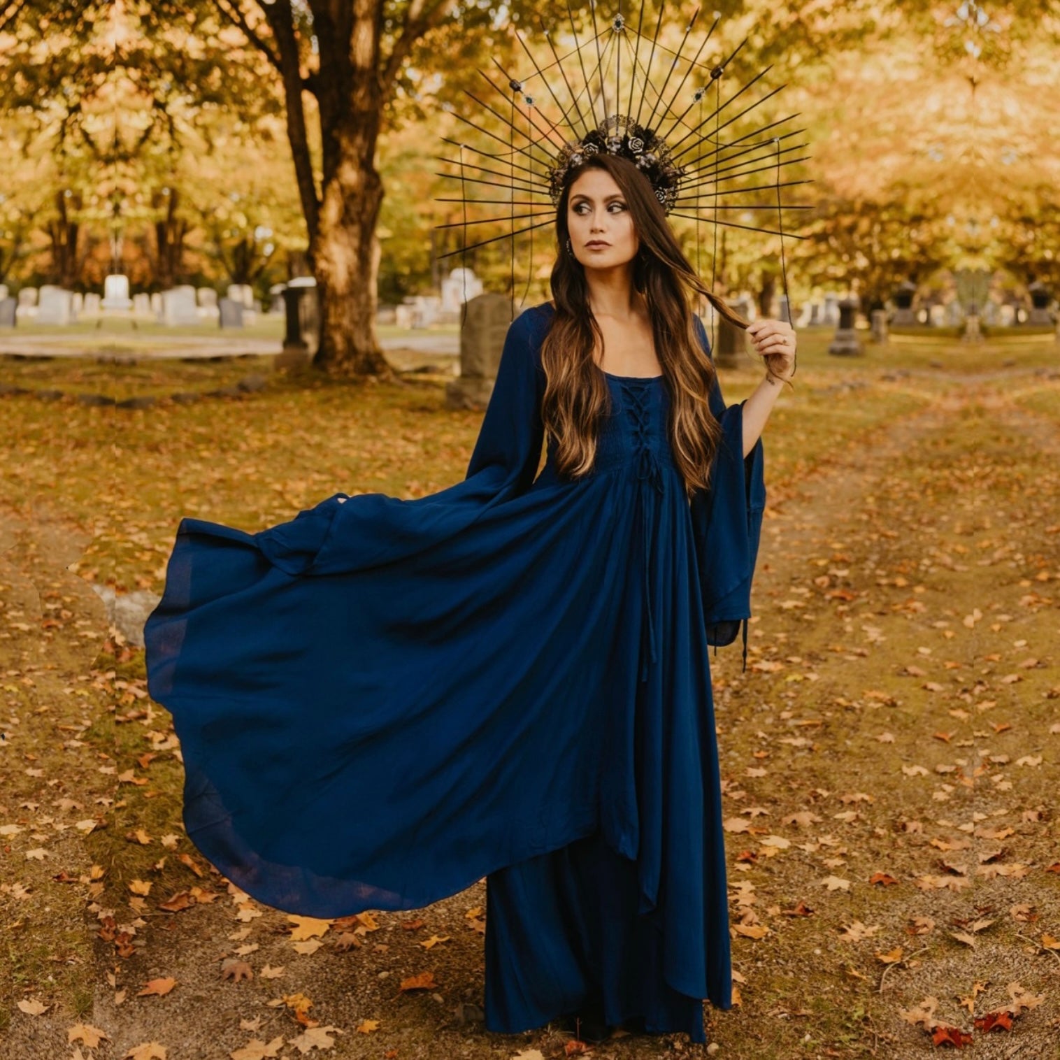 Keyla Renaissance Lace Up Smocked Goddess Maxi Dress - The Bohemian Closet