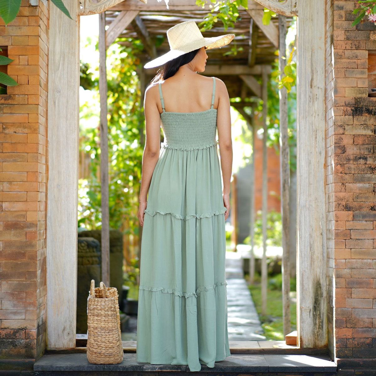 Azaria Elasticized Smocked Bodice Boho Maxi Dress - The Bohemian Closet
