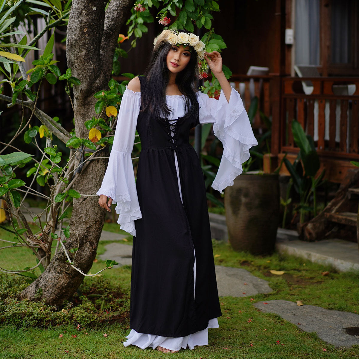 Sariah Corset Vest and Peasant Renaissance Dress - The Bohemian Closet
