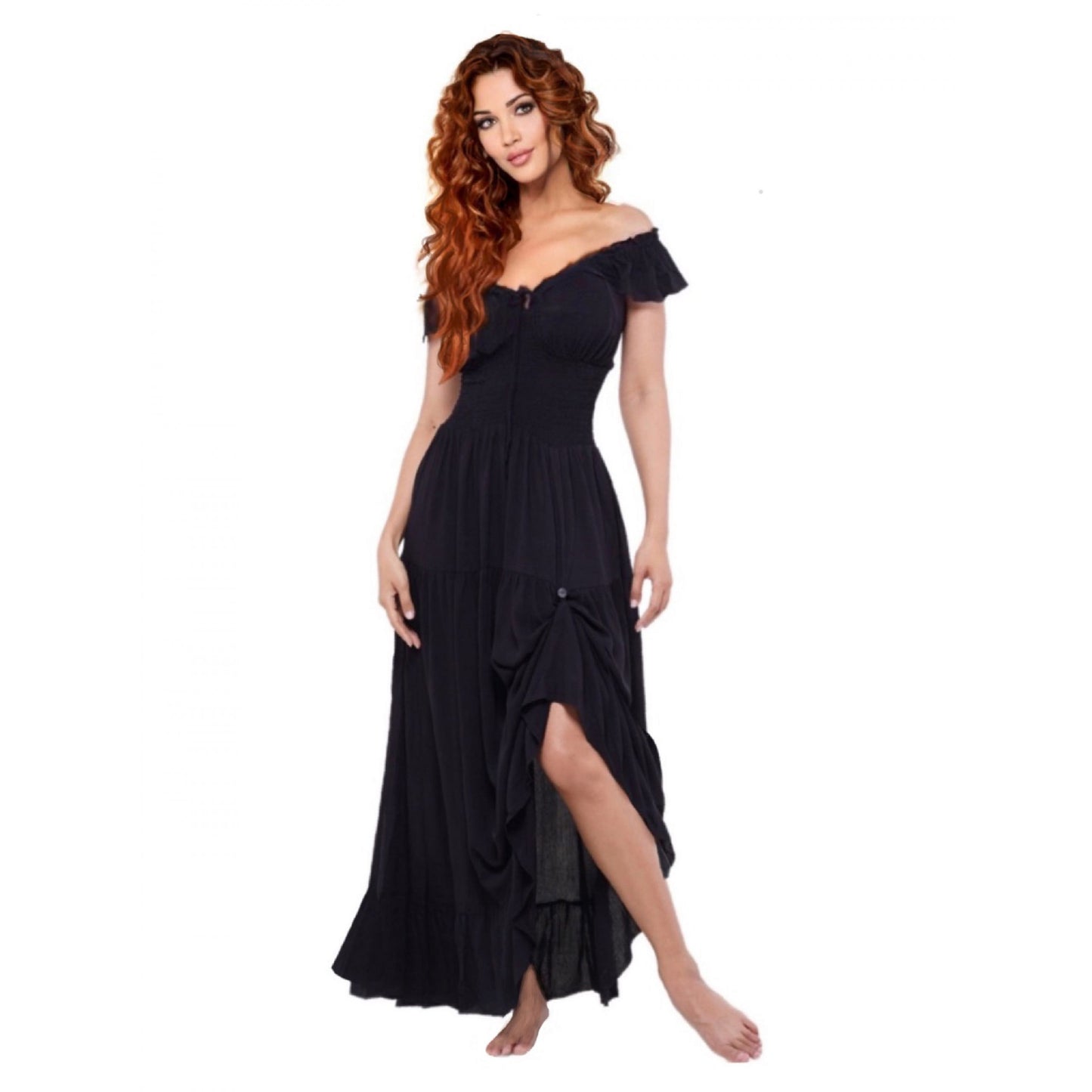 Taytum Drawstring Cottagecore Viking Party Dress - The Bohemian Closet