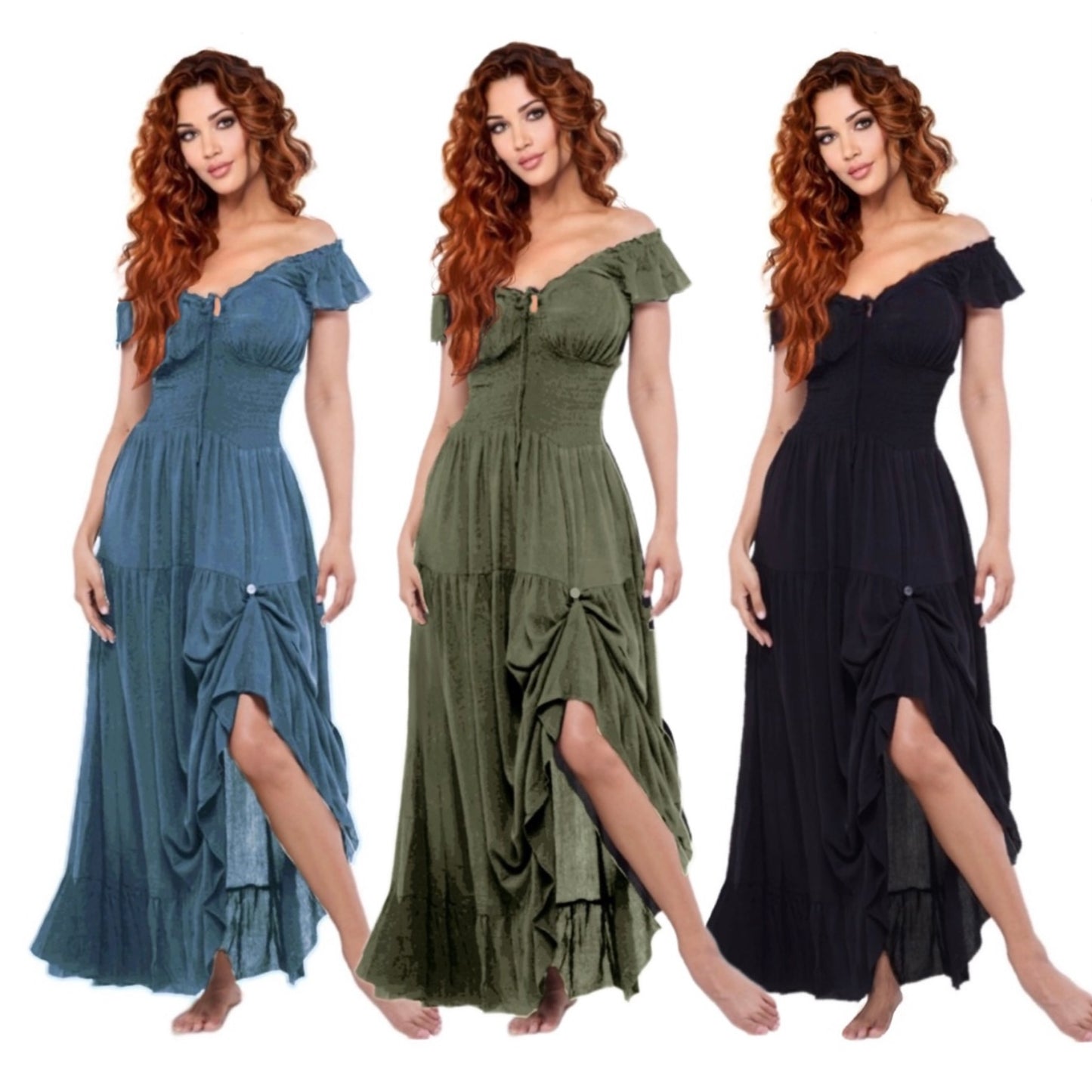 Taytum Drawstring Cottagecore Viking Party Dress - The Bohemian Closet