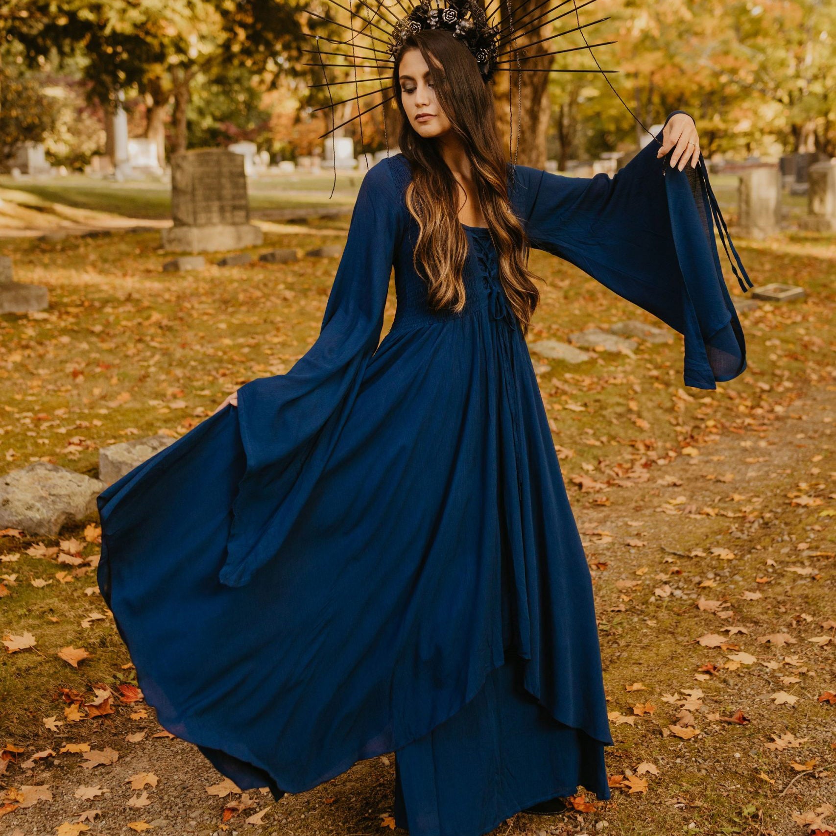 Keyla Renaissance Lace Up Smocked Goddess Maxi Dress - The Bohemian Closet