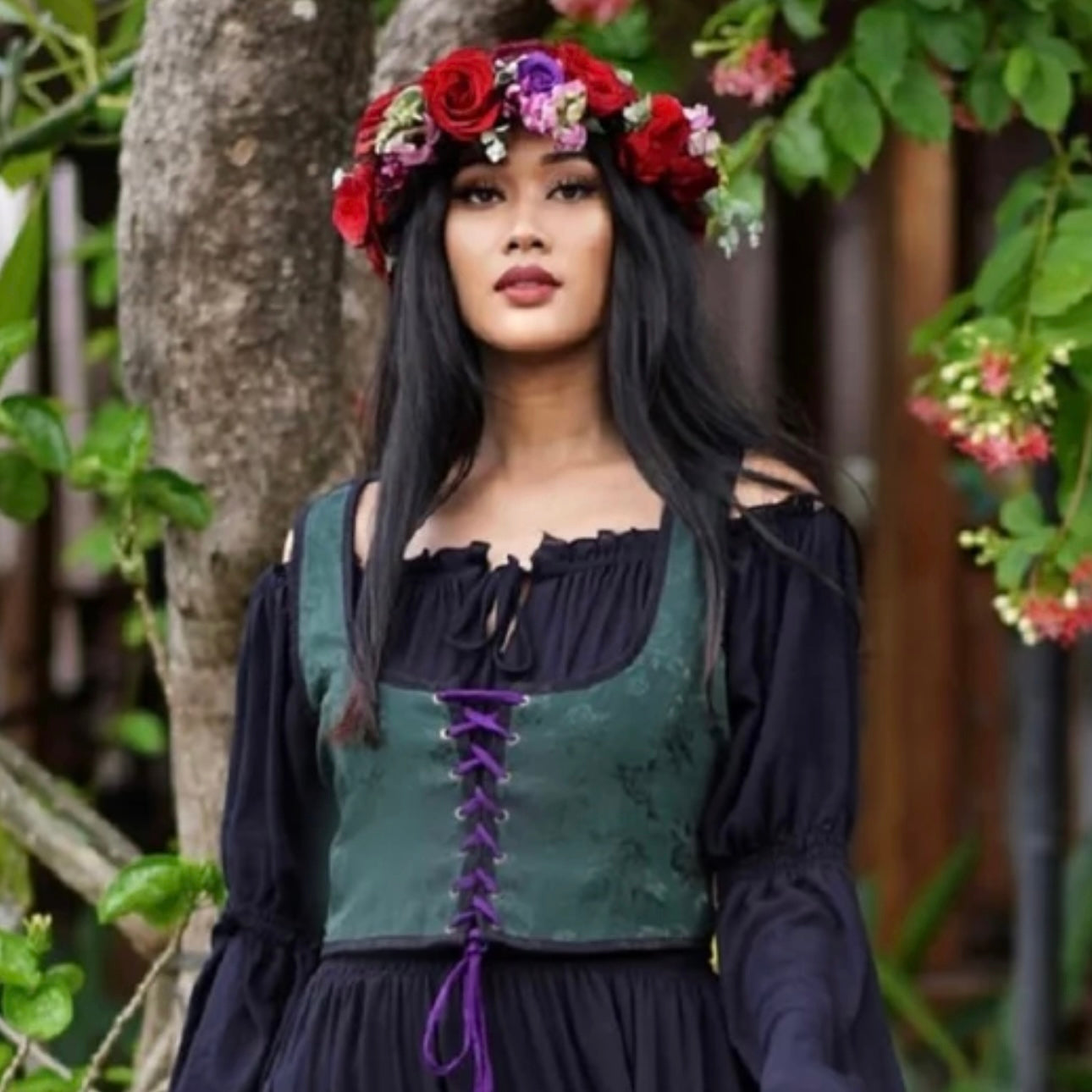 Emberlynn Ren Faire Lacing Vest Renaissance Corset Top - The Bohemian Closet