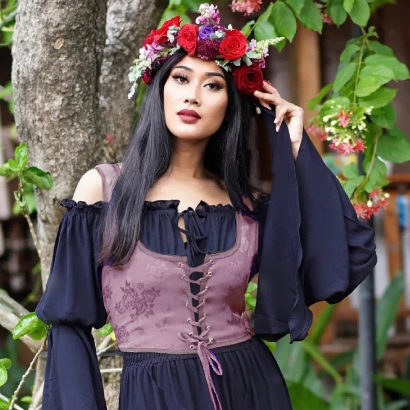 Emberlynn Ren Faire Lacing Vest Renaissance Corset Top - The Bohemian Closet