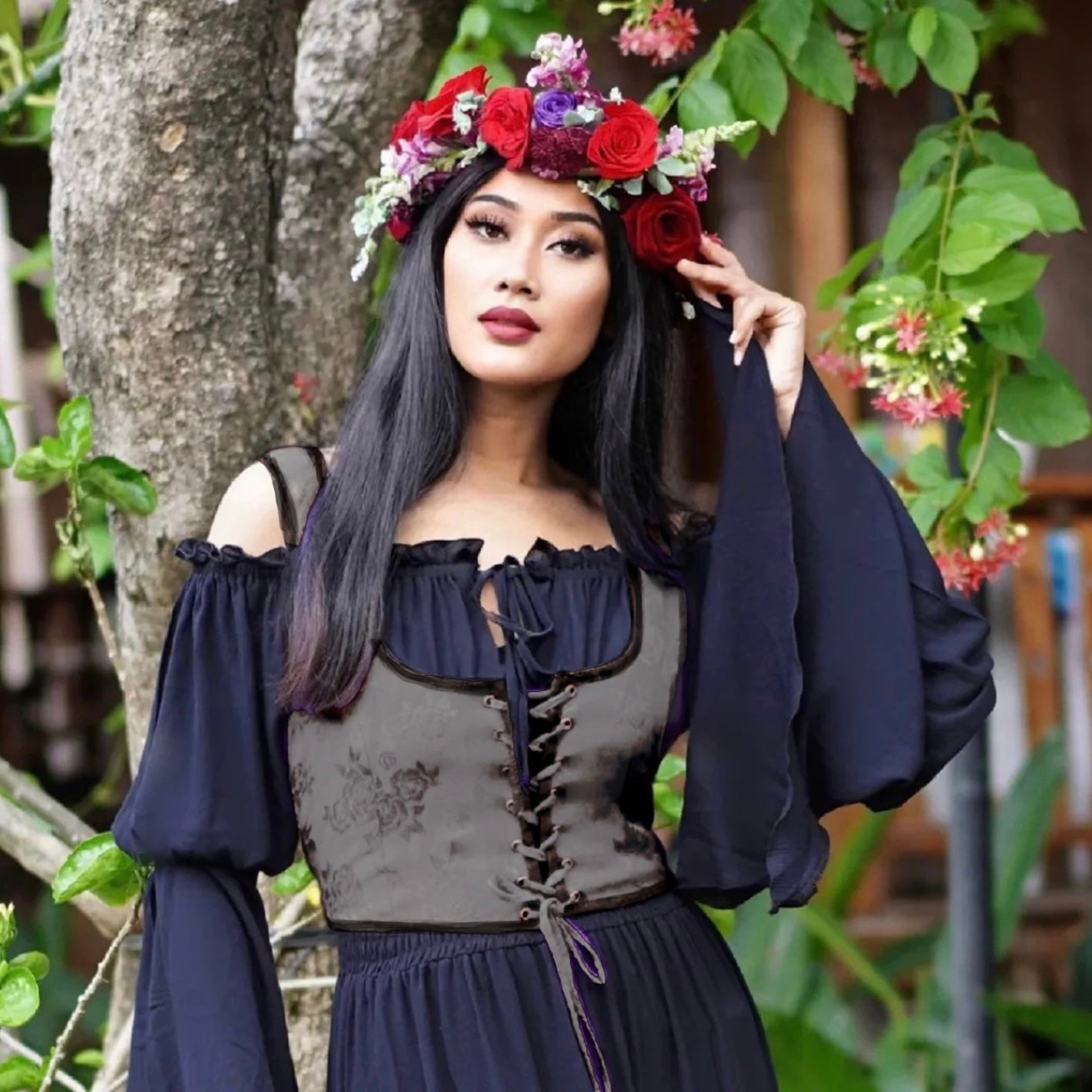 Emberlynn Ren Faire Lacing Vest Renaissance Corset Top - The Bohemian Closet