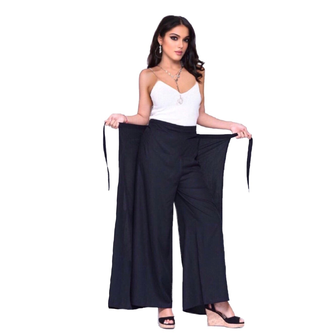 Nicole Wrap Tie Boho Palazzo Wide Leg Pant - The Bohemian Closet