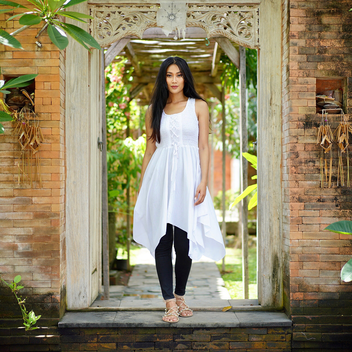 Micah Asymmetrical Lace-Up Boho Short Dress - The Bohemian Closet
