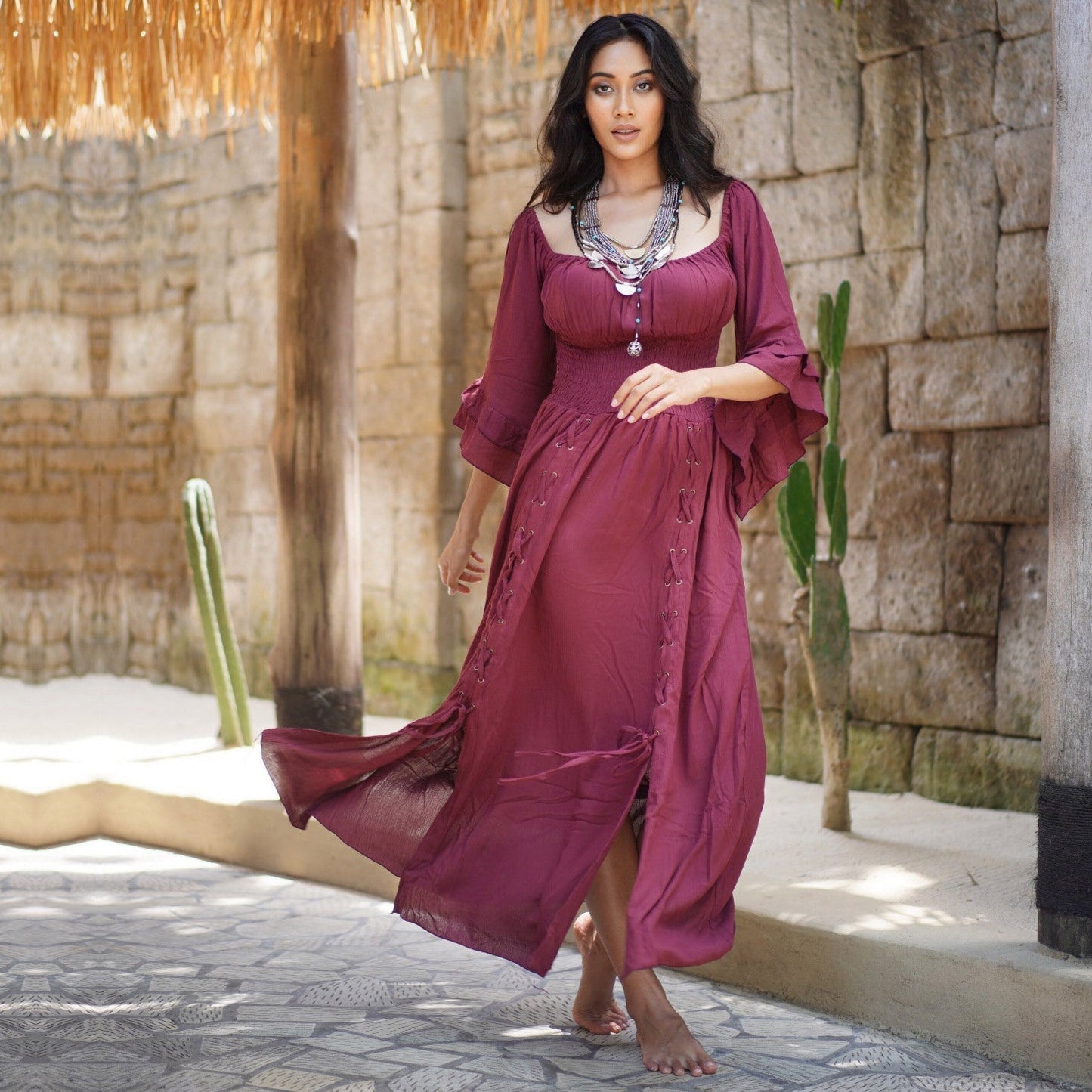 Emma Smocked Waist Cottagecore Maxi Dress - The Bohemian Closet