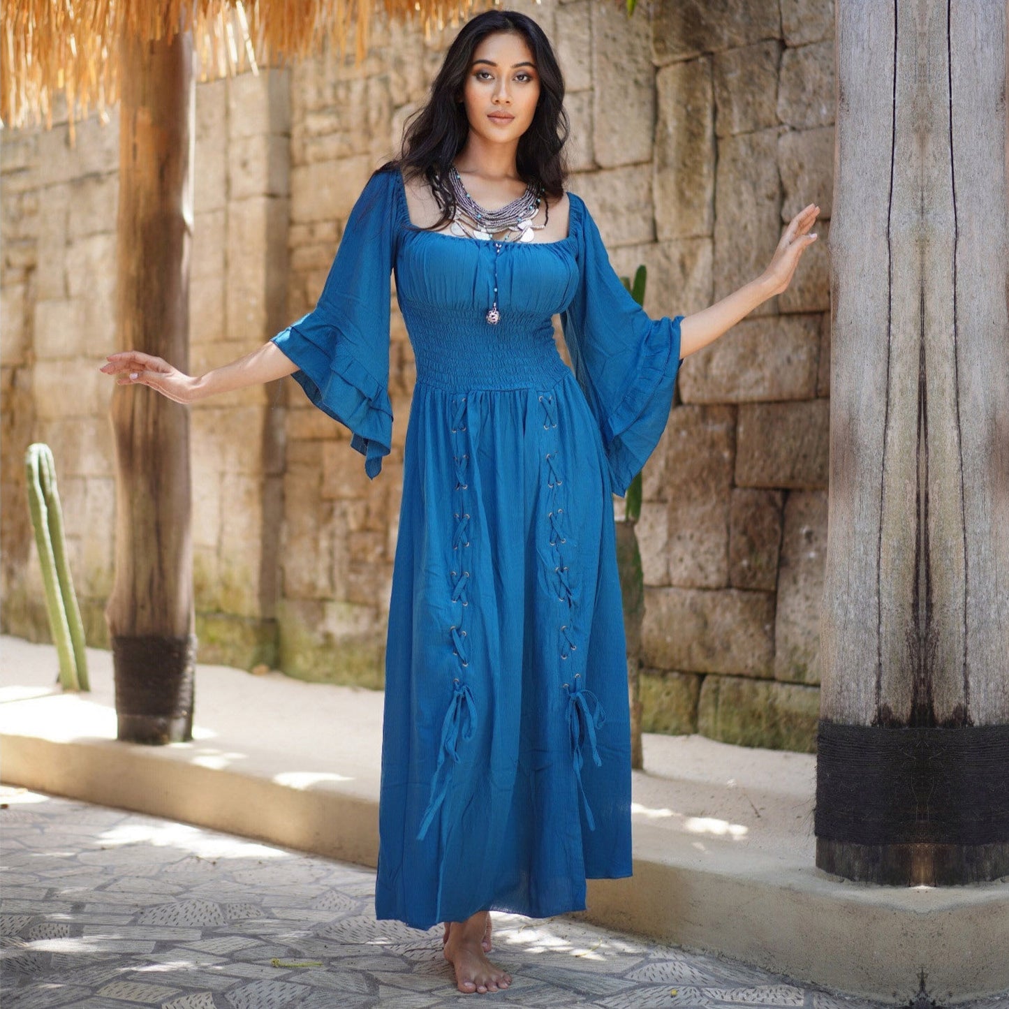 Emma Smocked Waist Cottagecore Maxi Dress - The Bohemian Closet