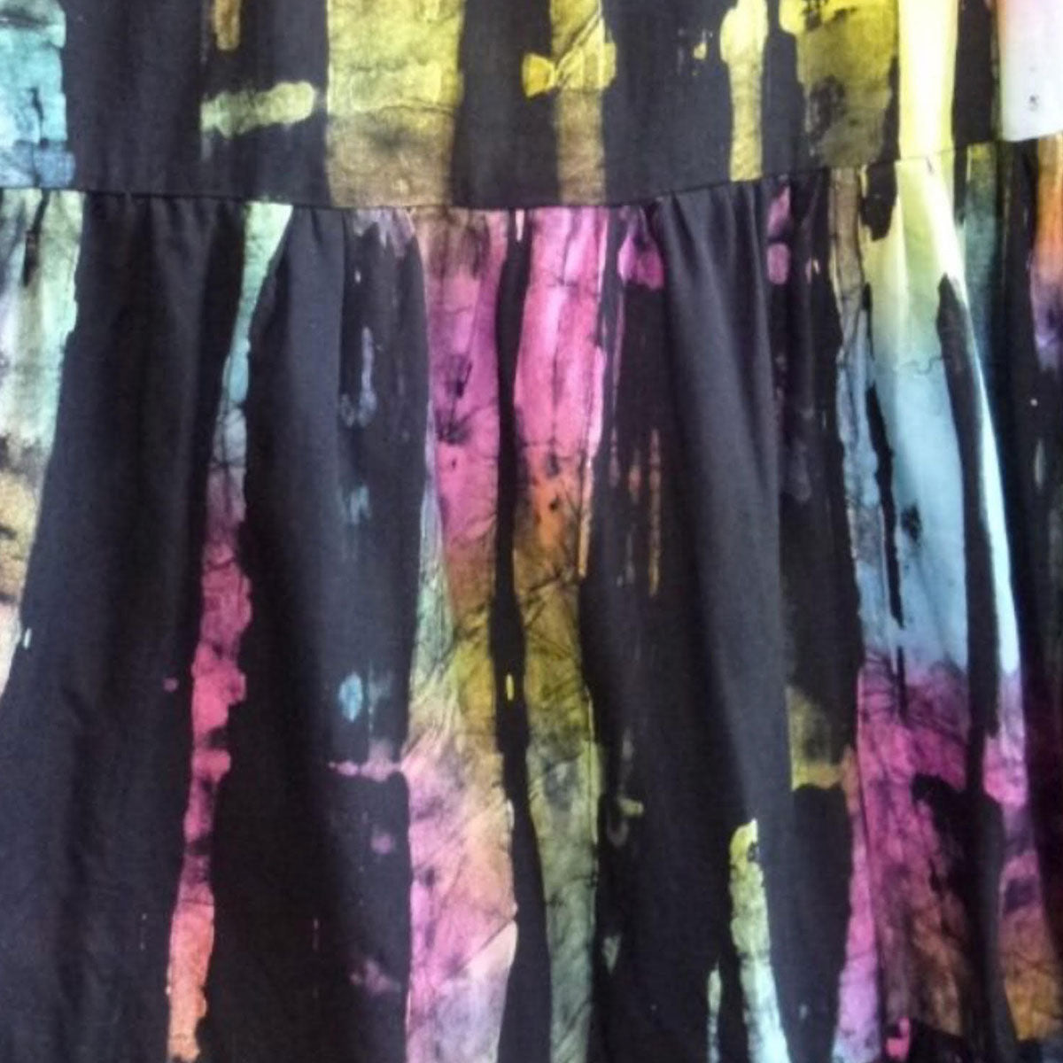 Penelope Maxi Sundress Batik Tie Dye Resort Wear Elasticized Smocked Croset - The Bohemian Closet