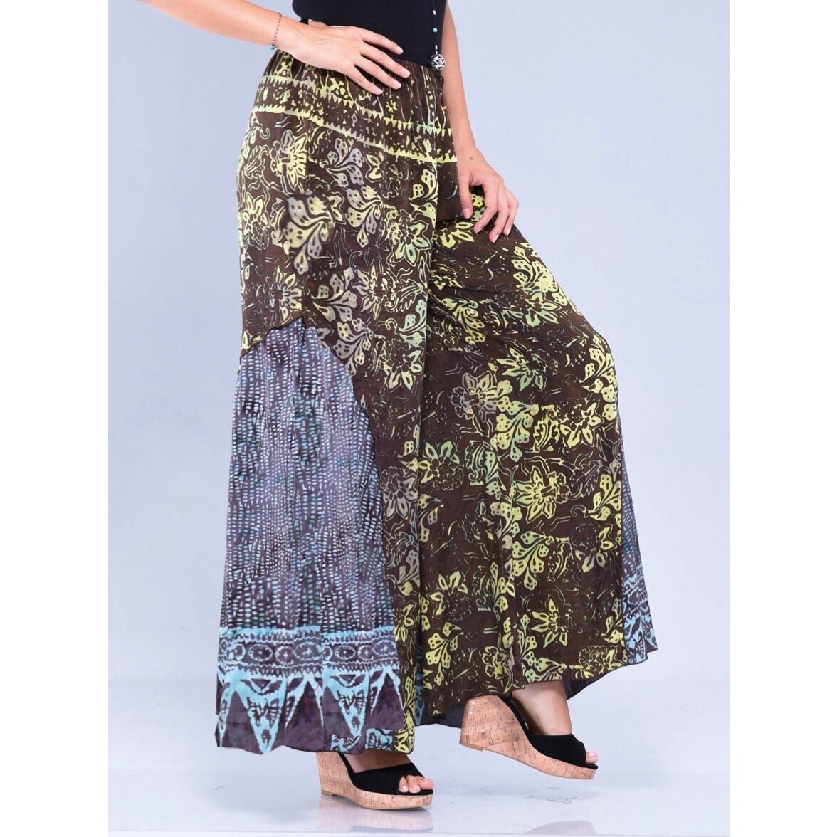 Catherine Gauzy Batik Wide Leg Boho Palazzo Gaucho Pant - The Bohemian Closet