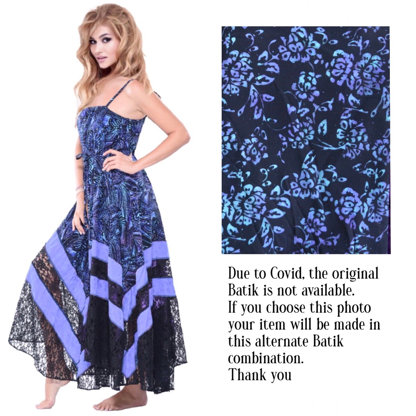 Ryleigh Beautiful Boho Batik Lace Maxi Dress - The Bohemian Closet