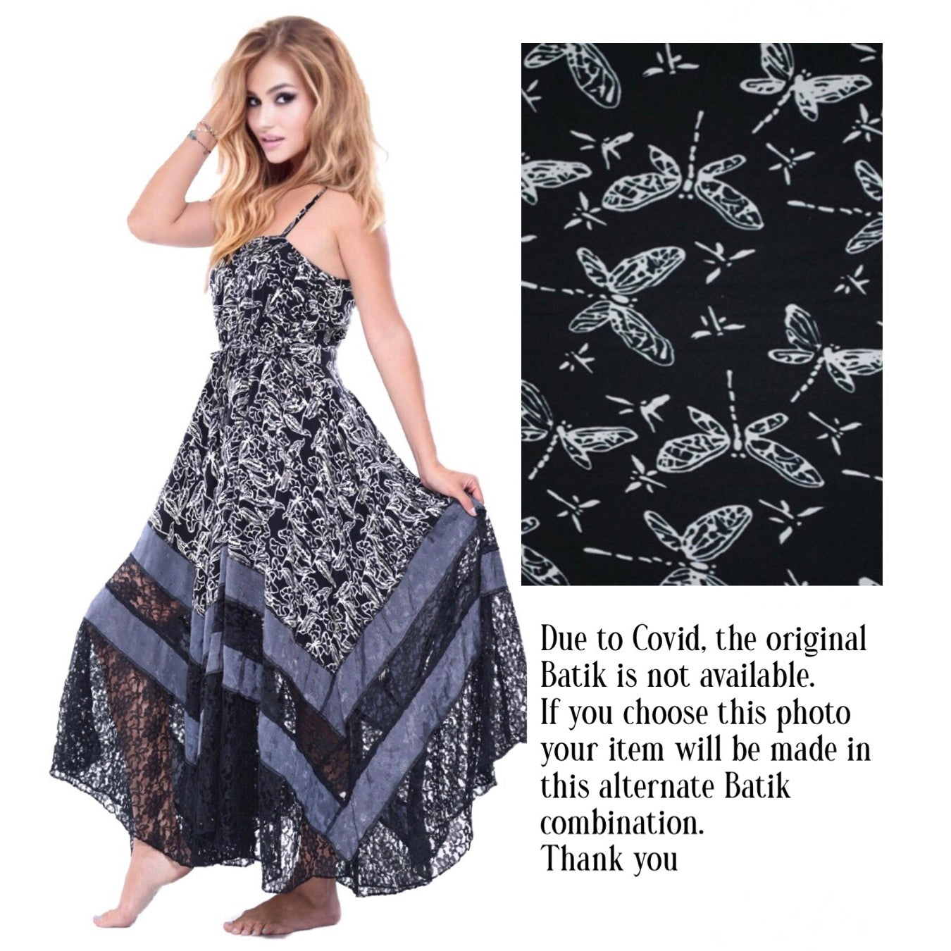 Ryleigh Beautiful Boho Batik Lace Maxi Dress - The Bohemian Closet