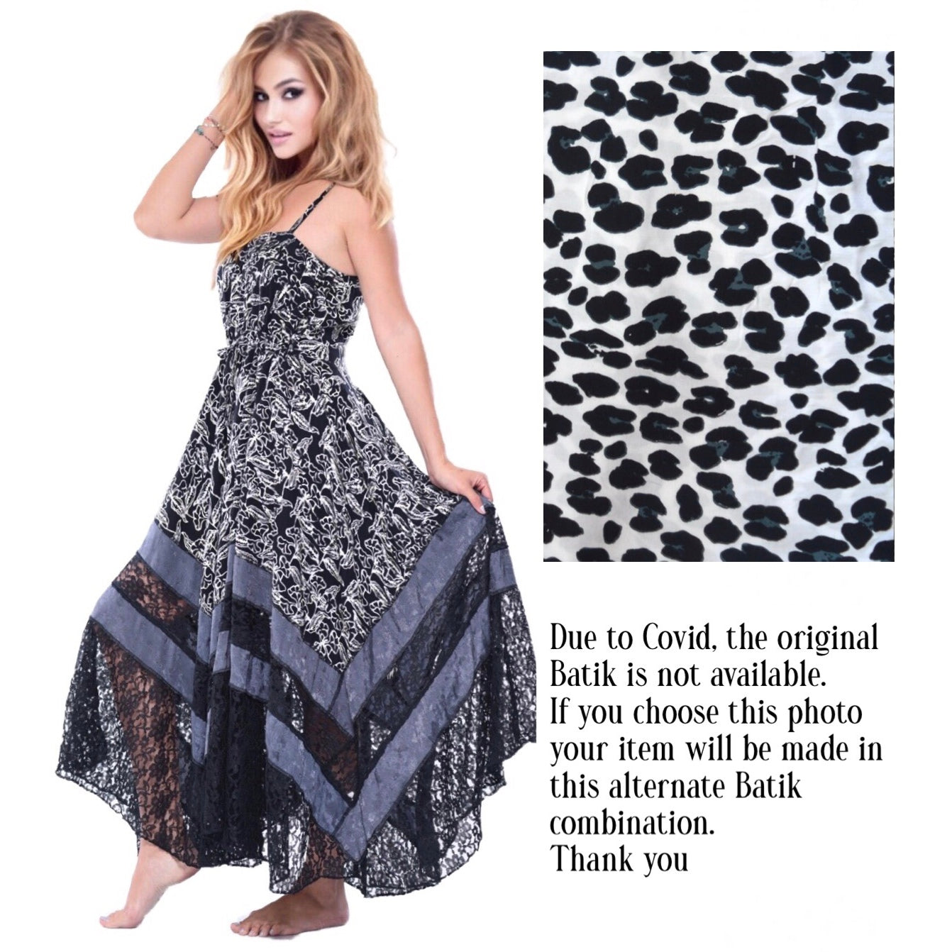 Ryleigh Beautiful Boho Batik Lace Maxi Dress - The Bohemian Closet