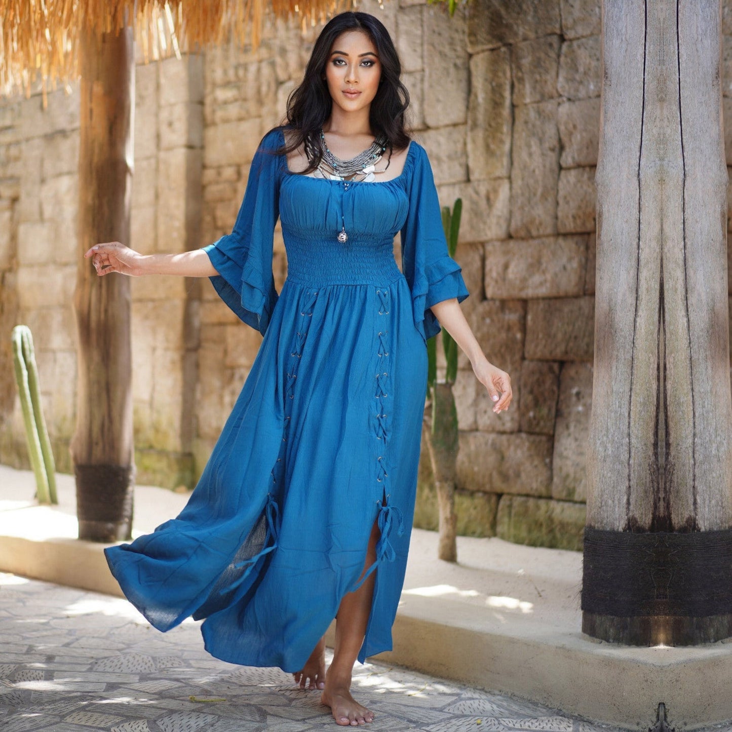 Emma Smocked Waist Cottagecore Maxi Dress - The Bohemian Closet