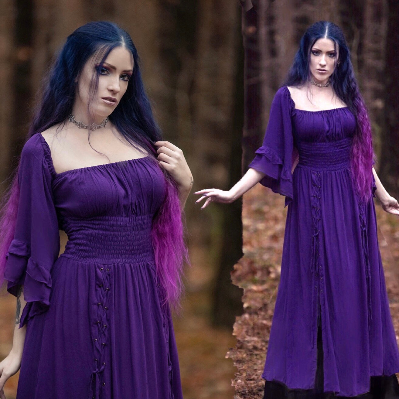 Emma Cottagecore Dress Long Maxi Peasant Smocked Waist - The Bohemian Closet