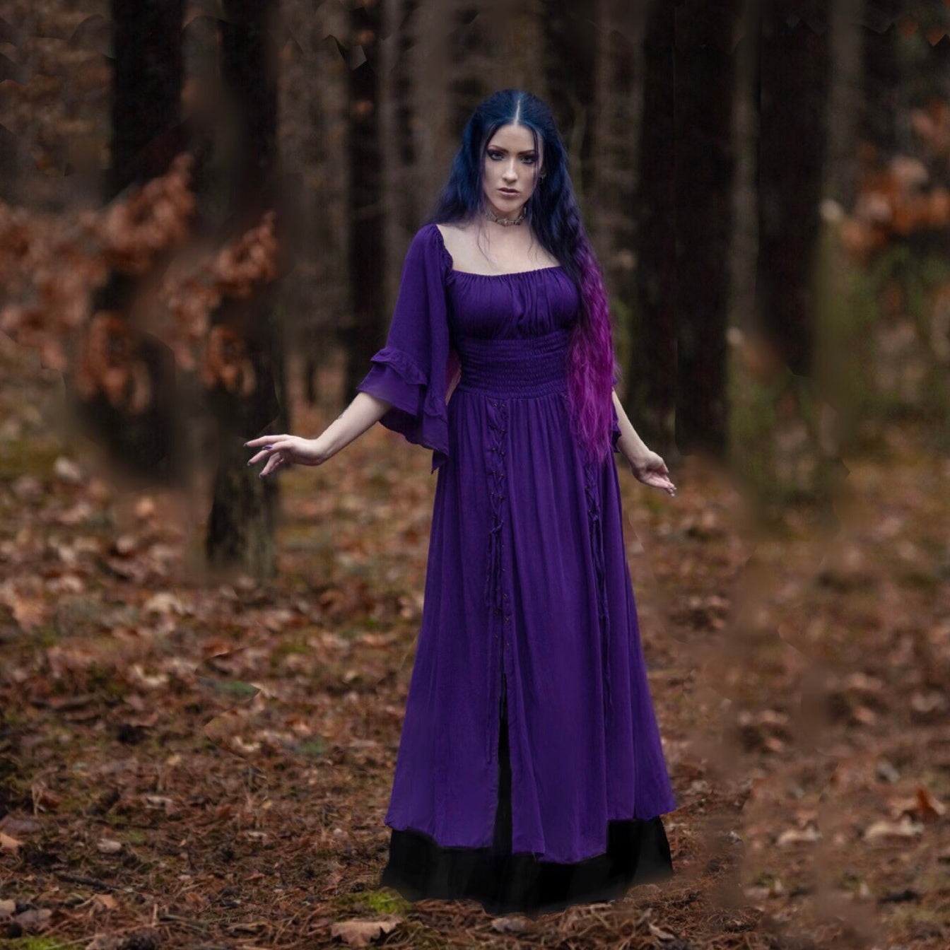 Rylan Smocked Waist Square Neckline Ren Faire Maxi Dress - The Bohemian Closet
