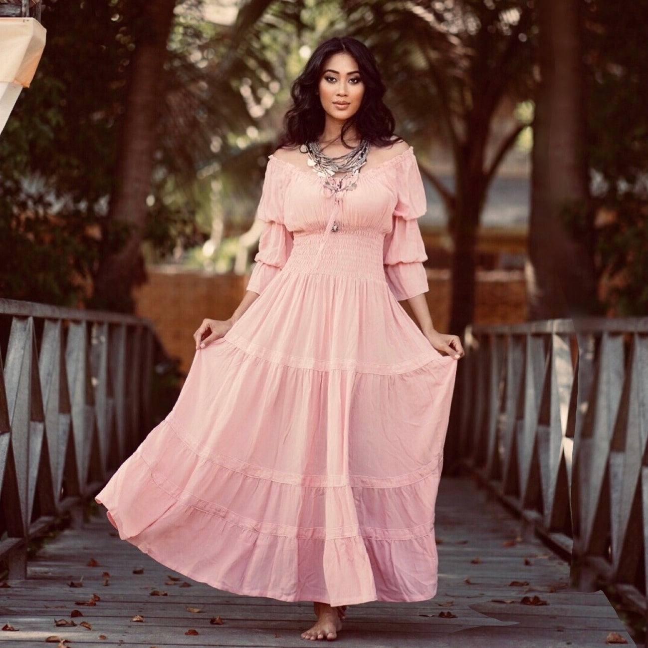 Nellie Cottagegoth Dress Cottagecore Maxi Peasant Mexican - The Bohemian Closet