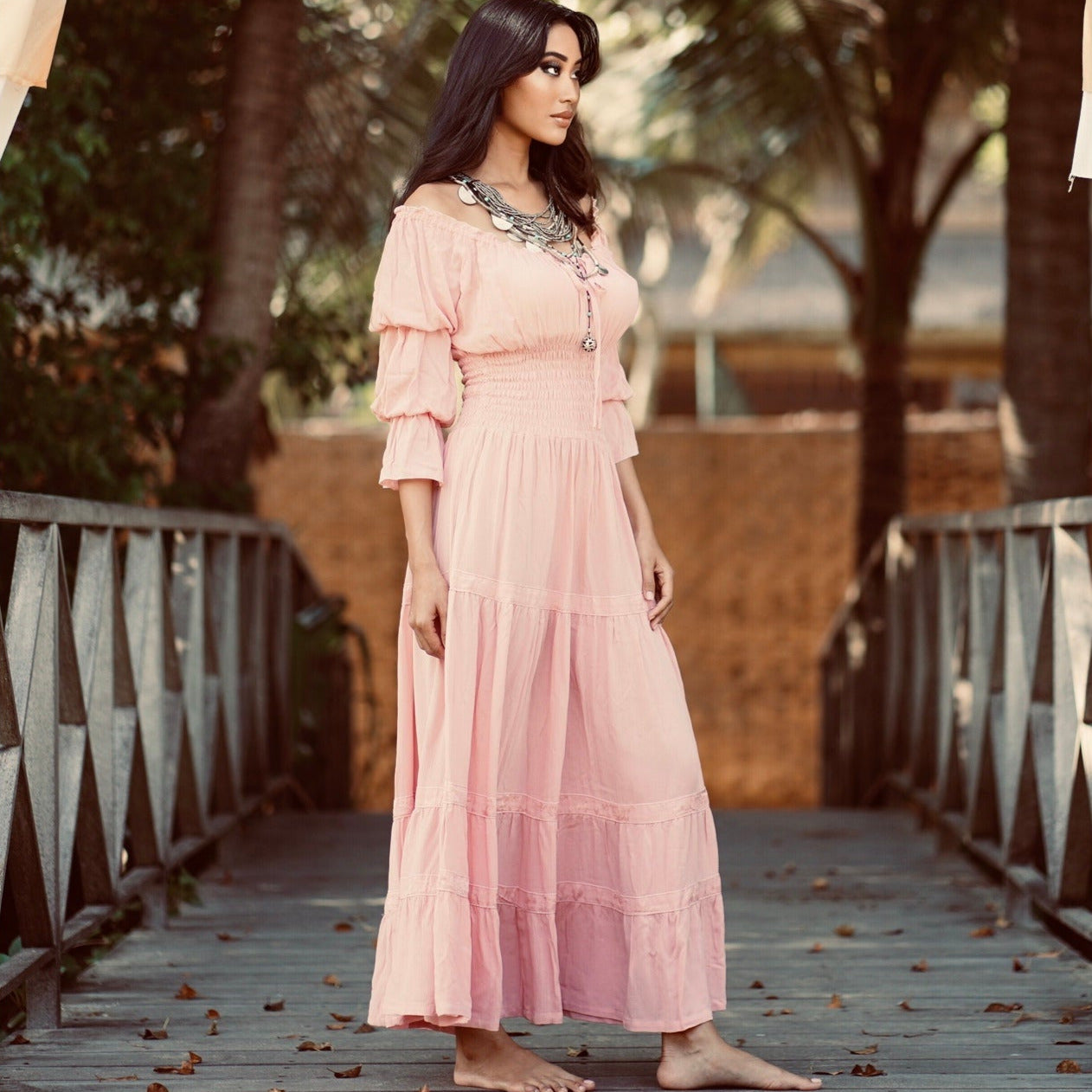 Nellie Cottagegoth Dress Cottagecore Maxi Peasant Mexican - The Bohemian Closet