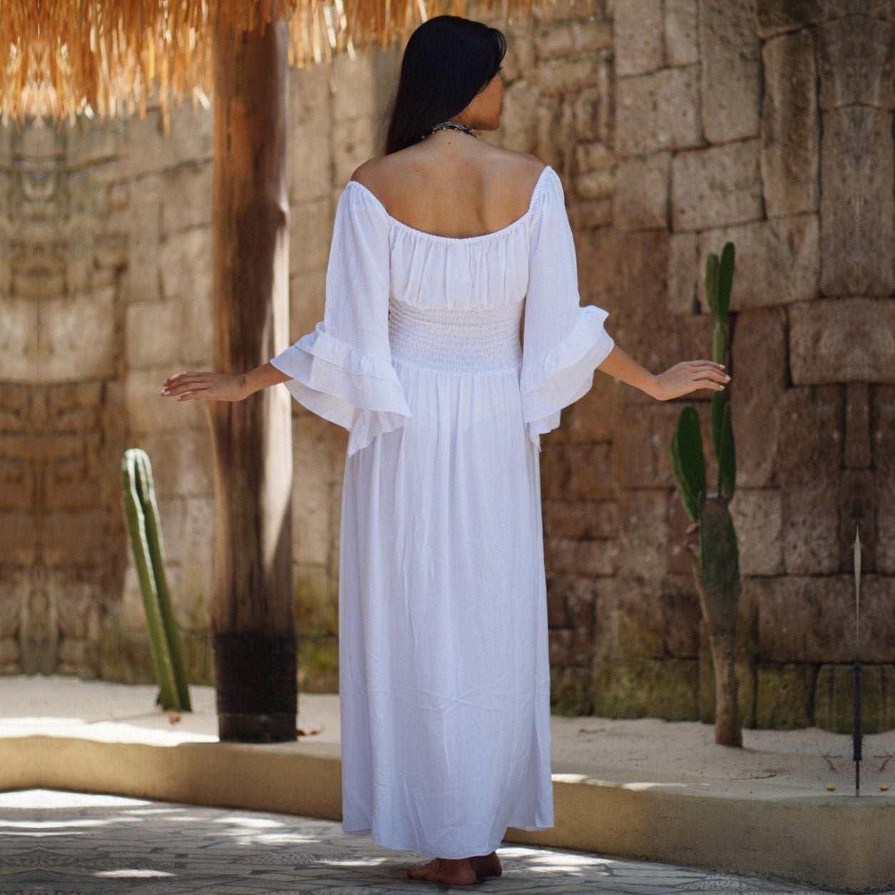 Emma Smocked Waist Cottagecore Maxi Dress - The Bohemian Closet