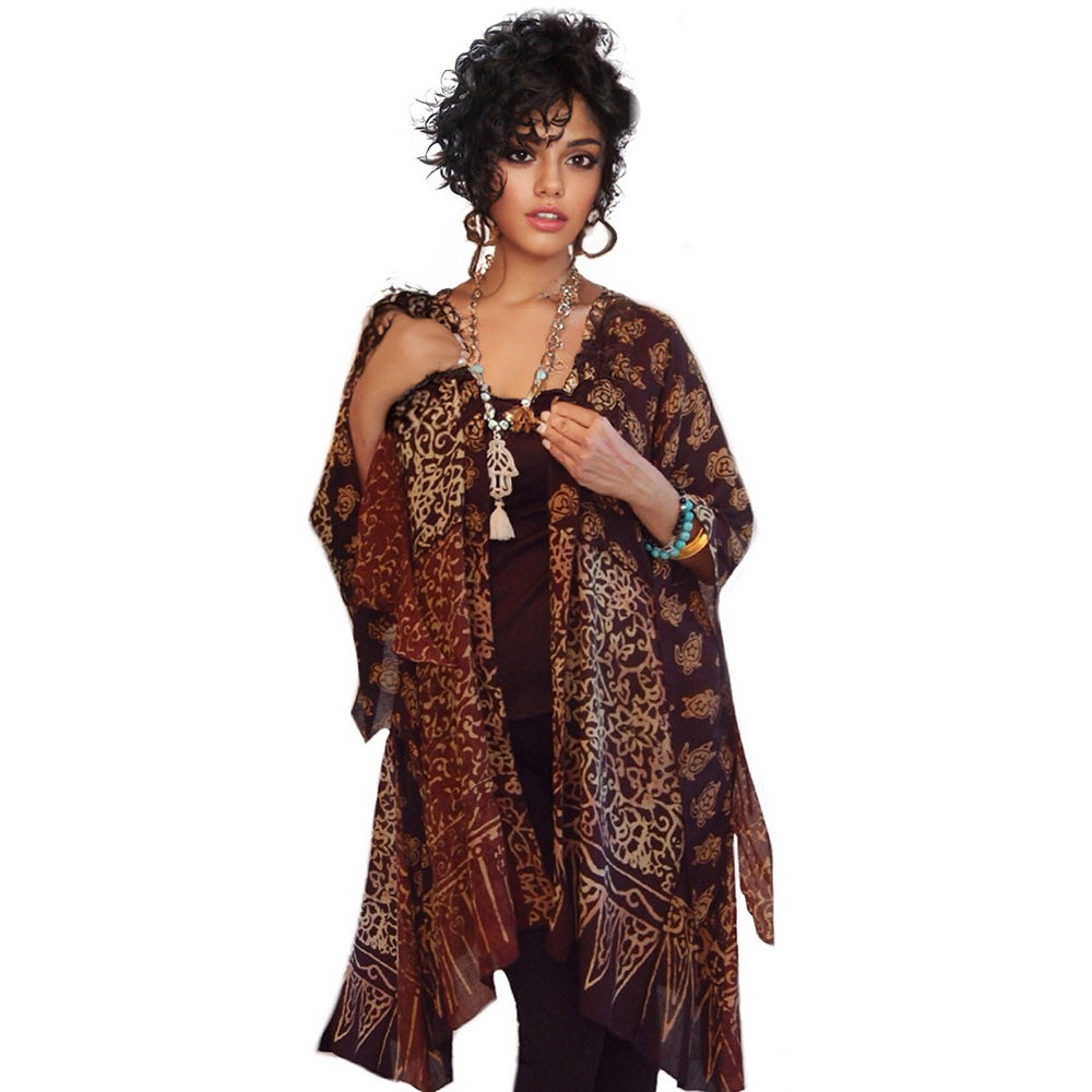 Amelia Batik Patch Gauzy Jacket - The Bohemian Closet