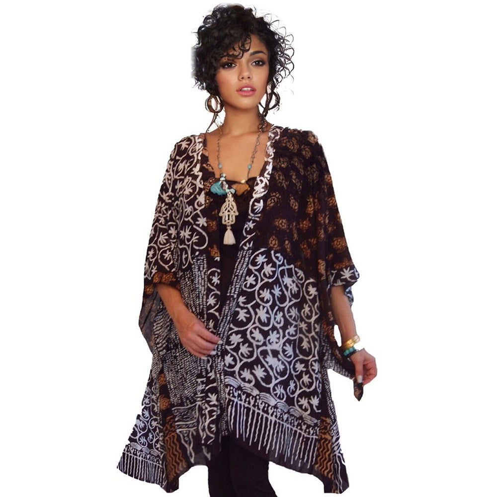 Amelia Batik Patch Gauzy Jacket - The Bohemian Closet