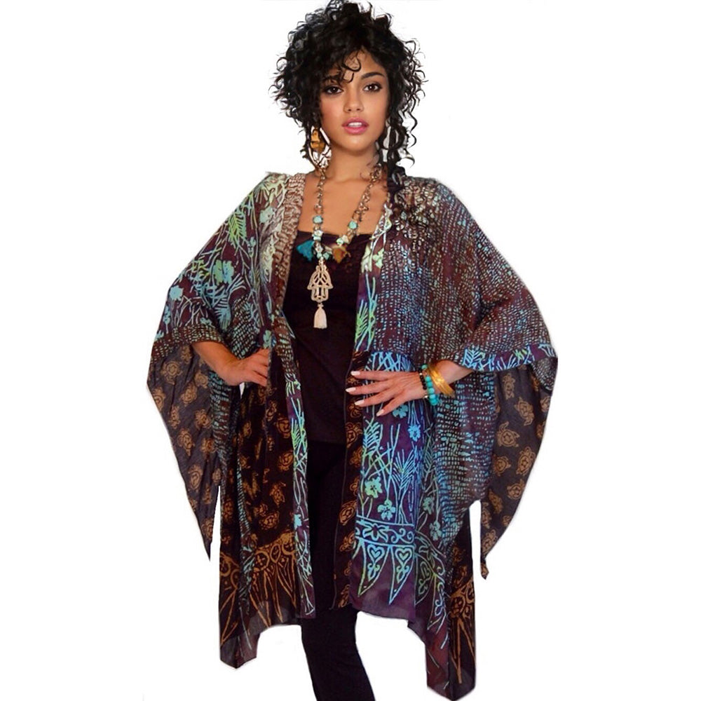 Amelia Batik Patch Gauzy Jacket - The Bohemian Closet