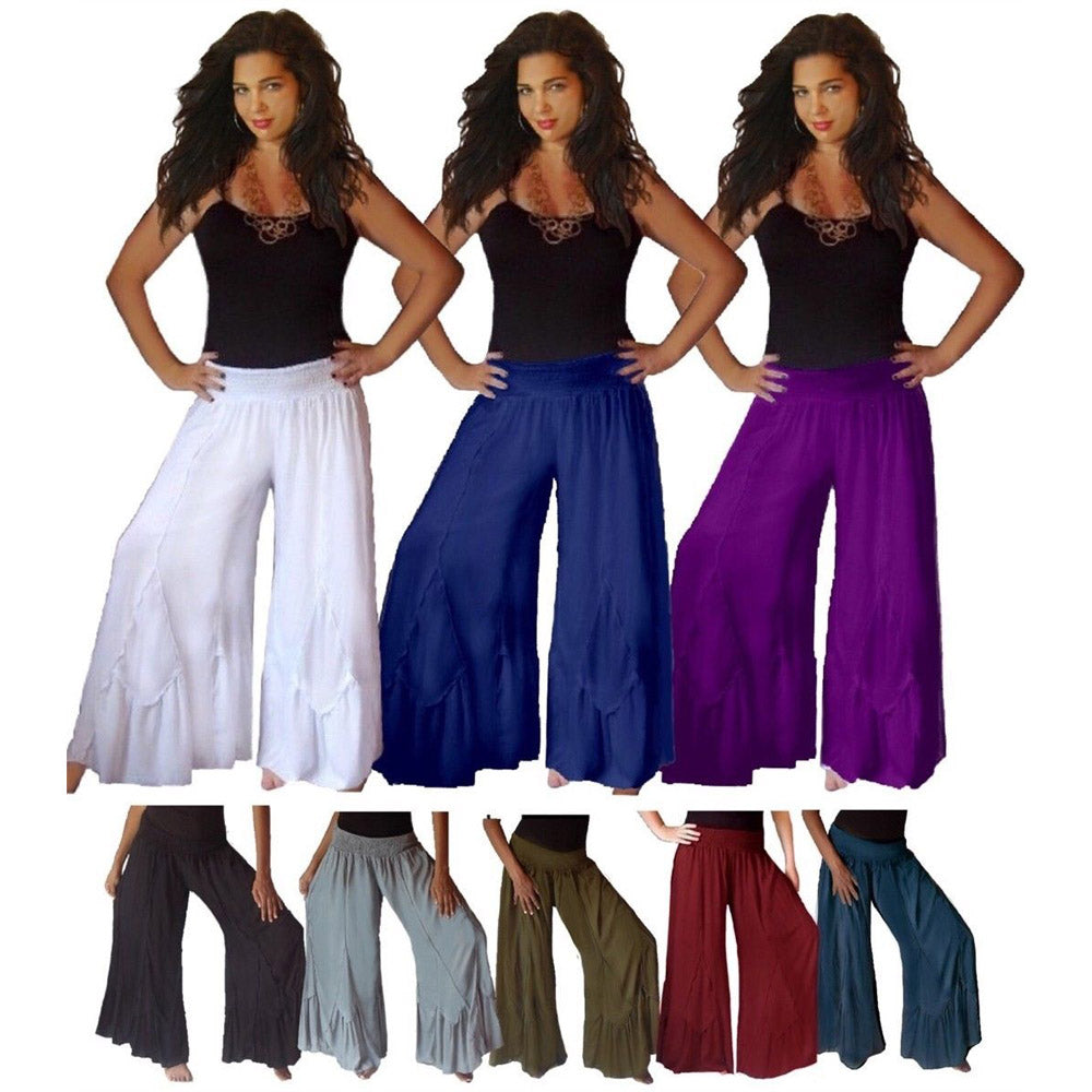 Scallop Hem Chiffon Bloomer Lagenlook Pants - The Bohemian Closet