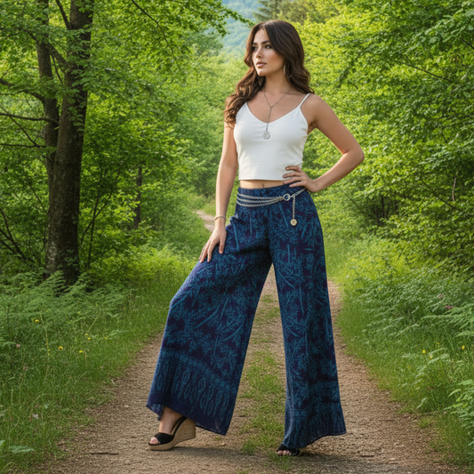 Gabriela Wide Leg Bali Batik Rayon Tiered Pants