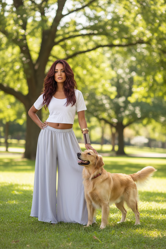 Maggie Gauchos Elastic Waist Palazzo Pants