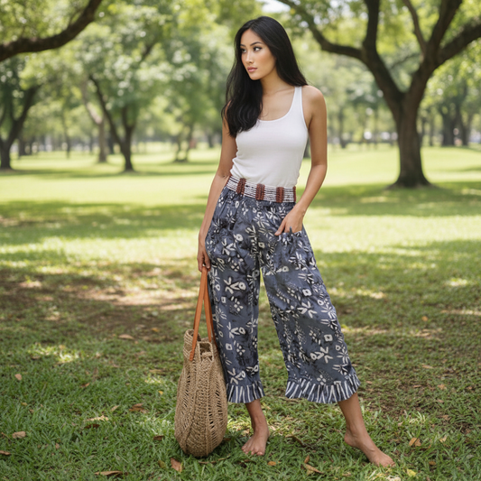 Haven Boho 3/4 Leg Pockets Capri Mid-Calf Crop Pants