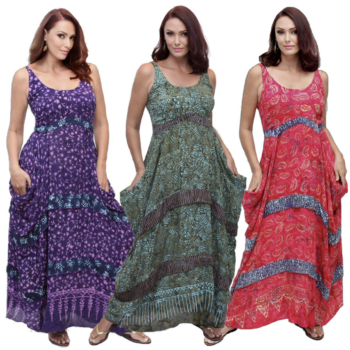 Adalynn Gauzy Batik Smocked Maxi Dress - The Bohemian Closet