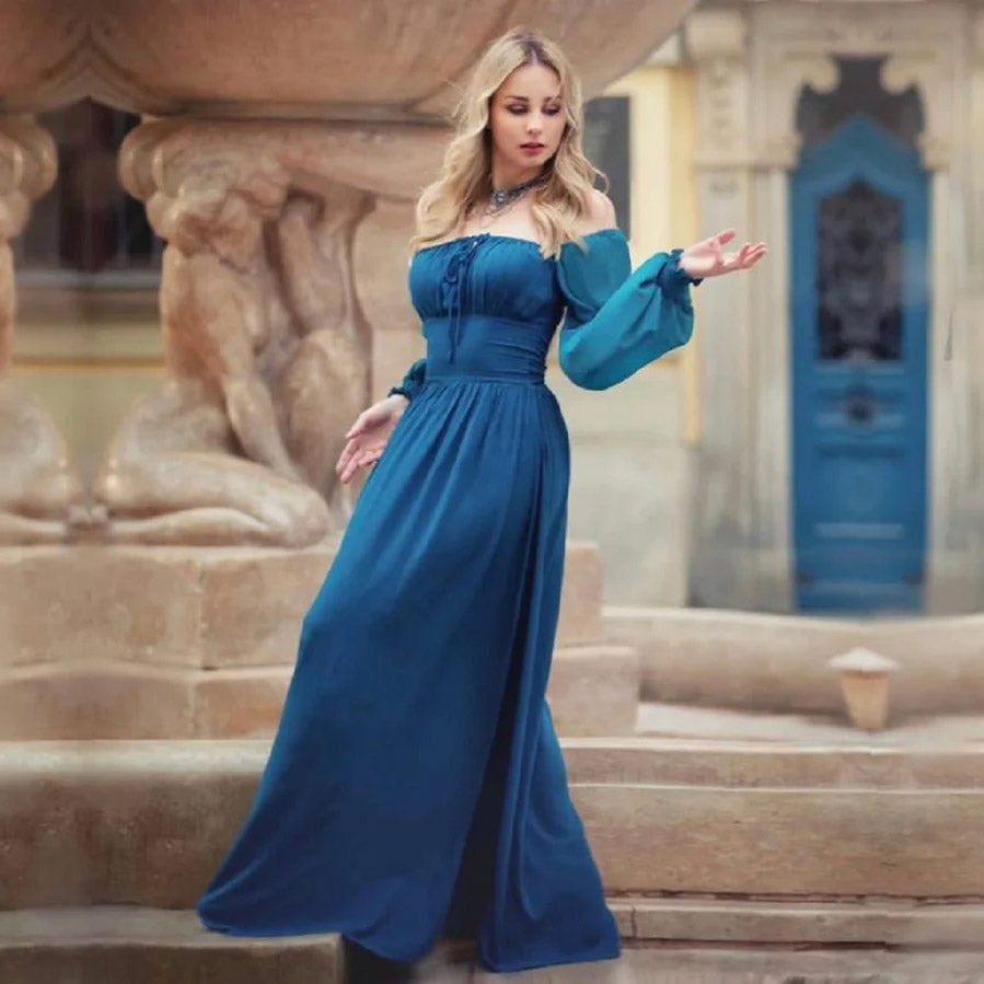 Mylah Romantic Length Chiffon Sleeves Medieval Maxi Dress - The Bohemian Closet