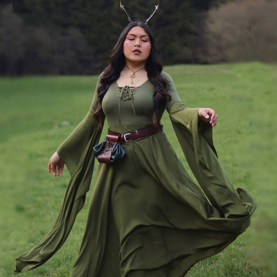 Aurelia Renaissance Flowing Sleeve Lace Up Ties Maxi Dress - The Bohemian Closet
