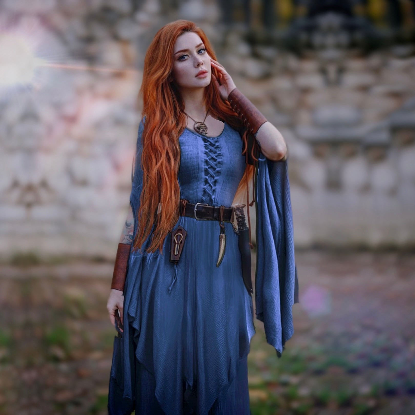 denim dress long sleaves Montana Sleeve - Light Blue - 100% Cotton Mid-Weight Denim, M loop waistband and side CL.HPAHKL 9 Drawer Fabric Color:BANANA GRAPES BLUE Evening Essentials 25
