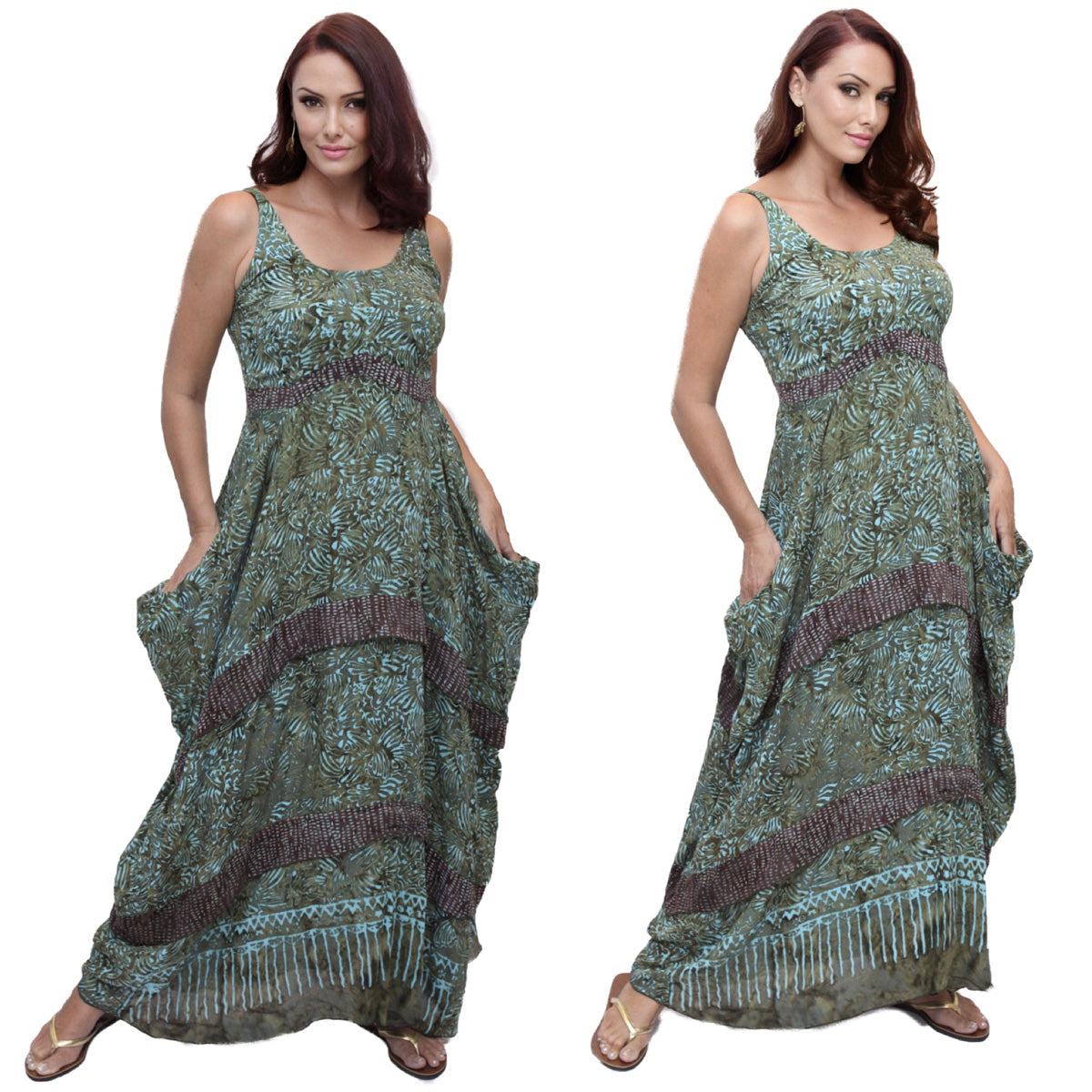 Adalynn Gauzy Batik Smocked Maxi Dress - The Bohemian Closet