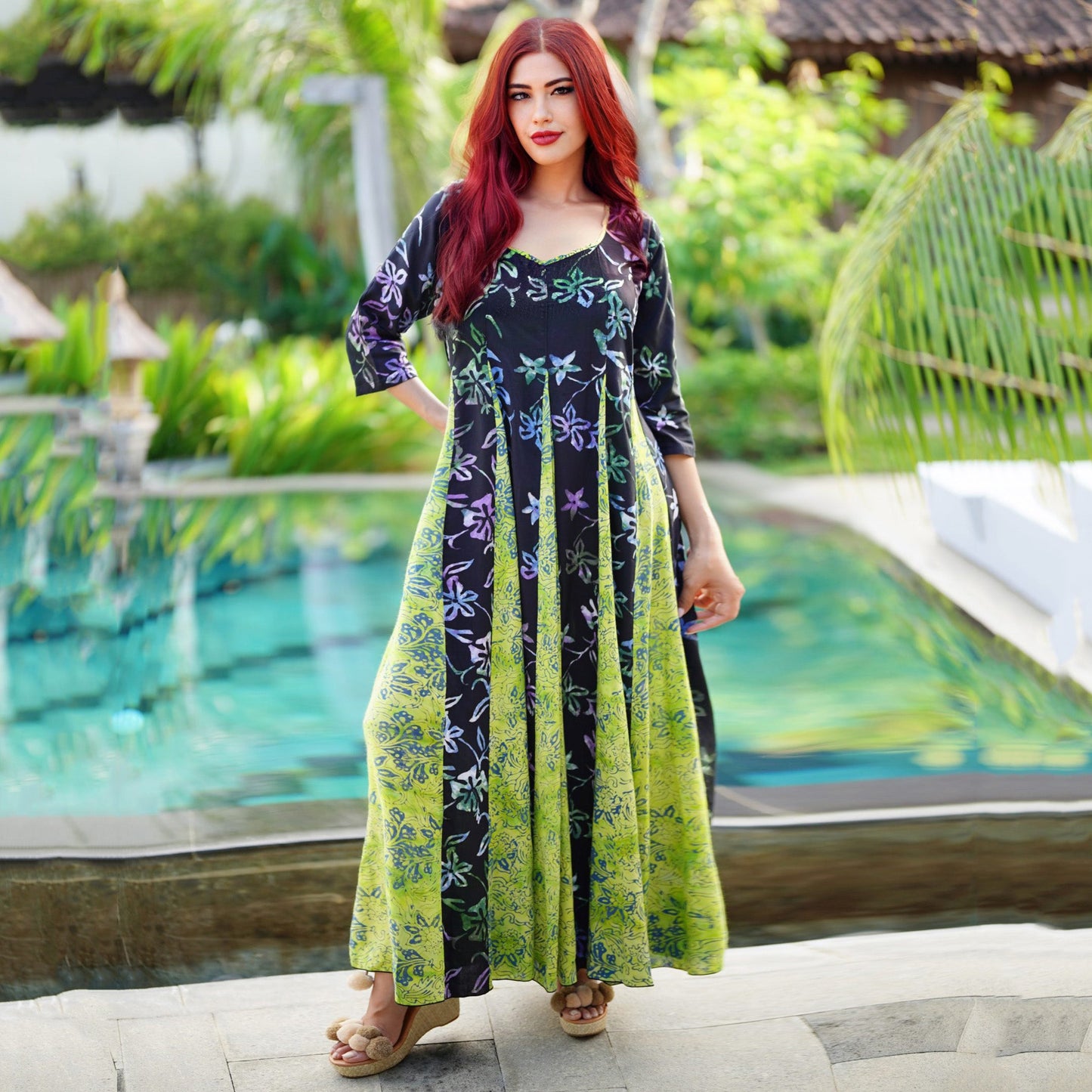 Remy Insets Batik Cottagecore Boho Maxi Long Dress - The Bohemian Closet